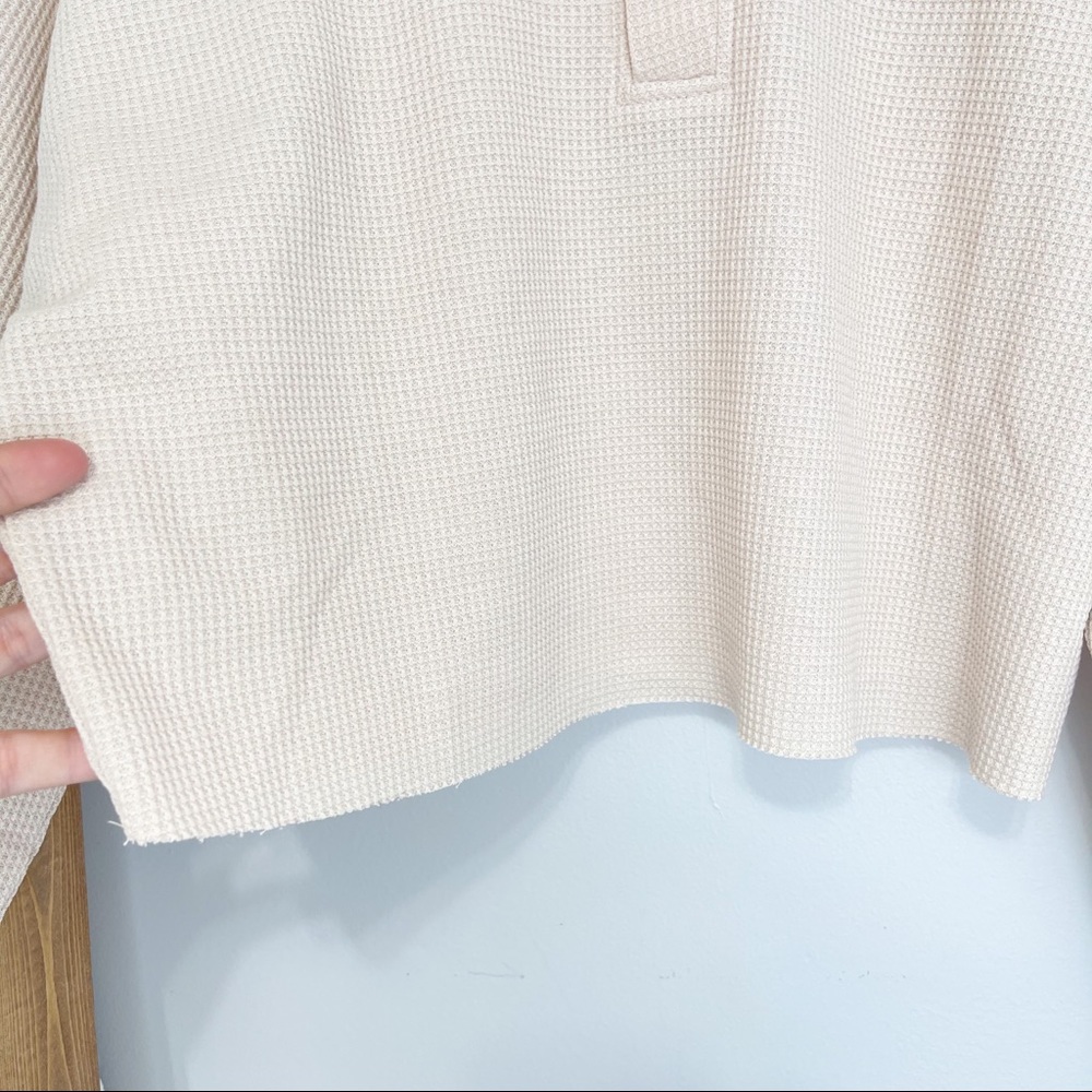 Princess Polly Mia Cropped Henley Sweatshirt Beige - Picture 7 of 10